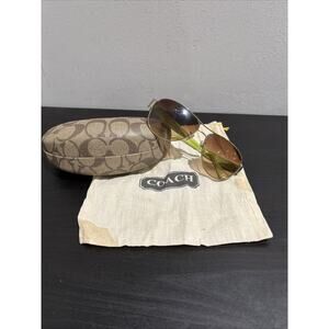 Coach HC7009Q L024 Charity 9005/13 Gold Tortoise Sunglasses Aviator With Case
